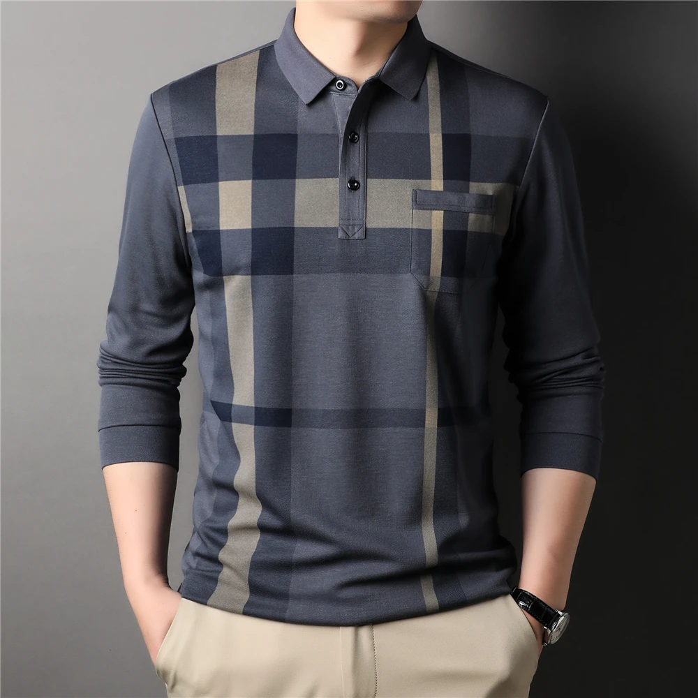 Brand Striped Polo-Shirt Men Clothes Spring New Arrival Classic Long Sleeve T-Shirt Homme Business Casual Tops Z5146