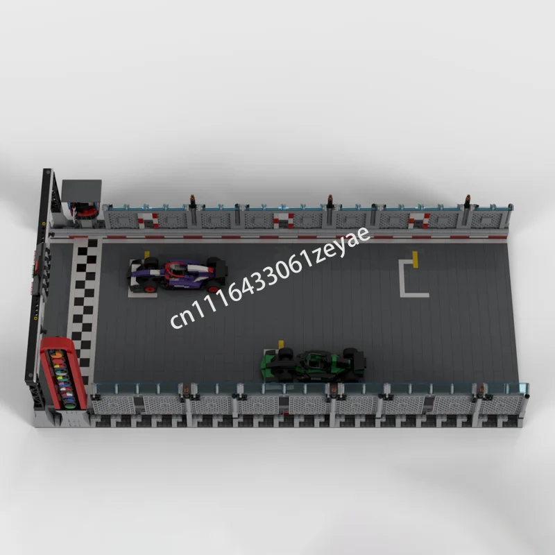 1966 PCS Open Wheel Racing Cars Start Finish Line MOC Custom Building Blocks Model DIY Creative Assembly Educational Toy Gifts