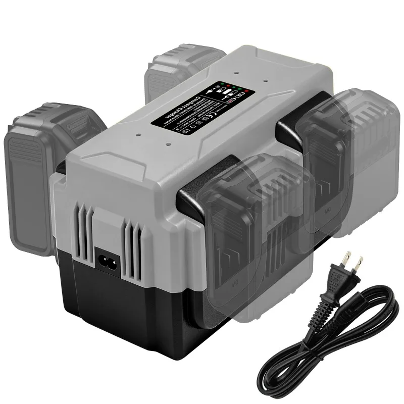 Replacement Battery Charger 4-Port Portable Battery Fast Charger for Makita/Milwaukee/Craftsman/Bauer 18/20V Lithium Batteries