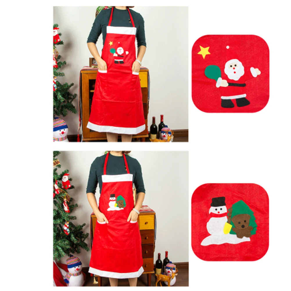 

Christmas Print Washable Apron Adjustable Waist Ties Multi-Use For Cooking Baking Gardening Hotel Restaurant Party