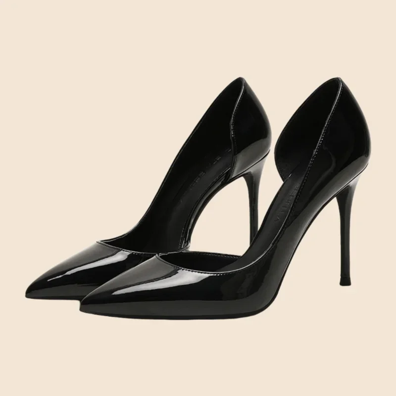 Fine Microfiber Thin Heels Plus Size Office Shoes Women Fashionable Pointed Toe Wedges Comfort Height Increasing Empty Inner