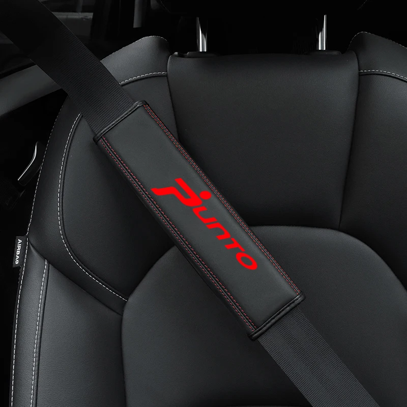 For Fiat PUNTO Logo Abarth Bravo Panda Freemont Linea Tipo Top leather material automotive seat belt cover shoulder protector