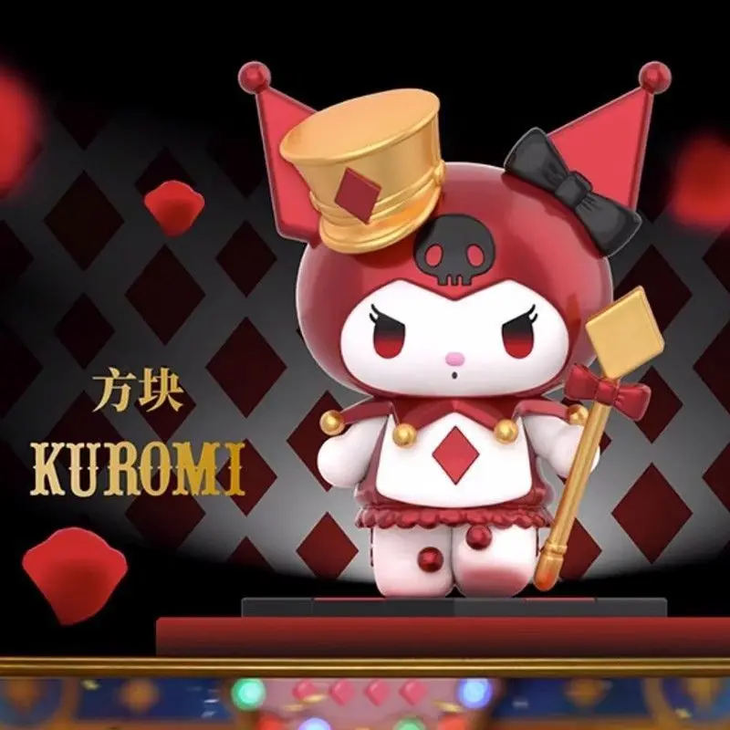 Nova sanrio kuromi poker reino caixa cega na moda portátil bonito dos desenhos animados ornamento de mesa boneca bonito presente aniversário da menina