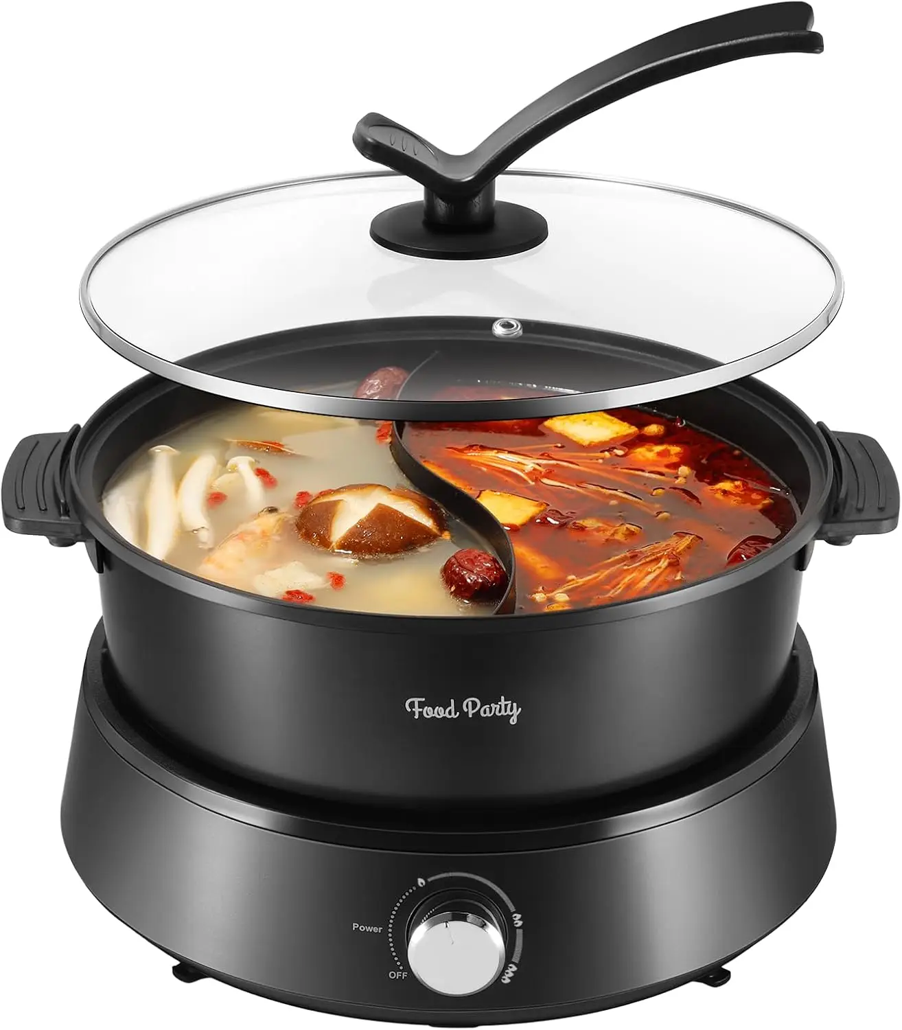 Olla caliente eléctrica, olla Shabu Shabu Separable con divisor, cocina eléctrica de doble cara, 110V, 1350W, antiadherente, 4L
