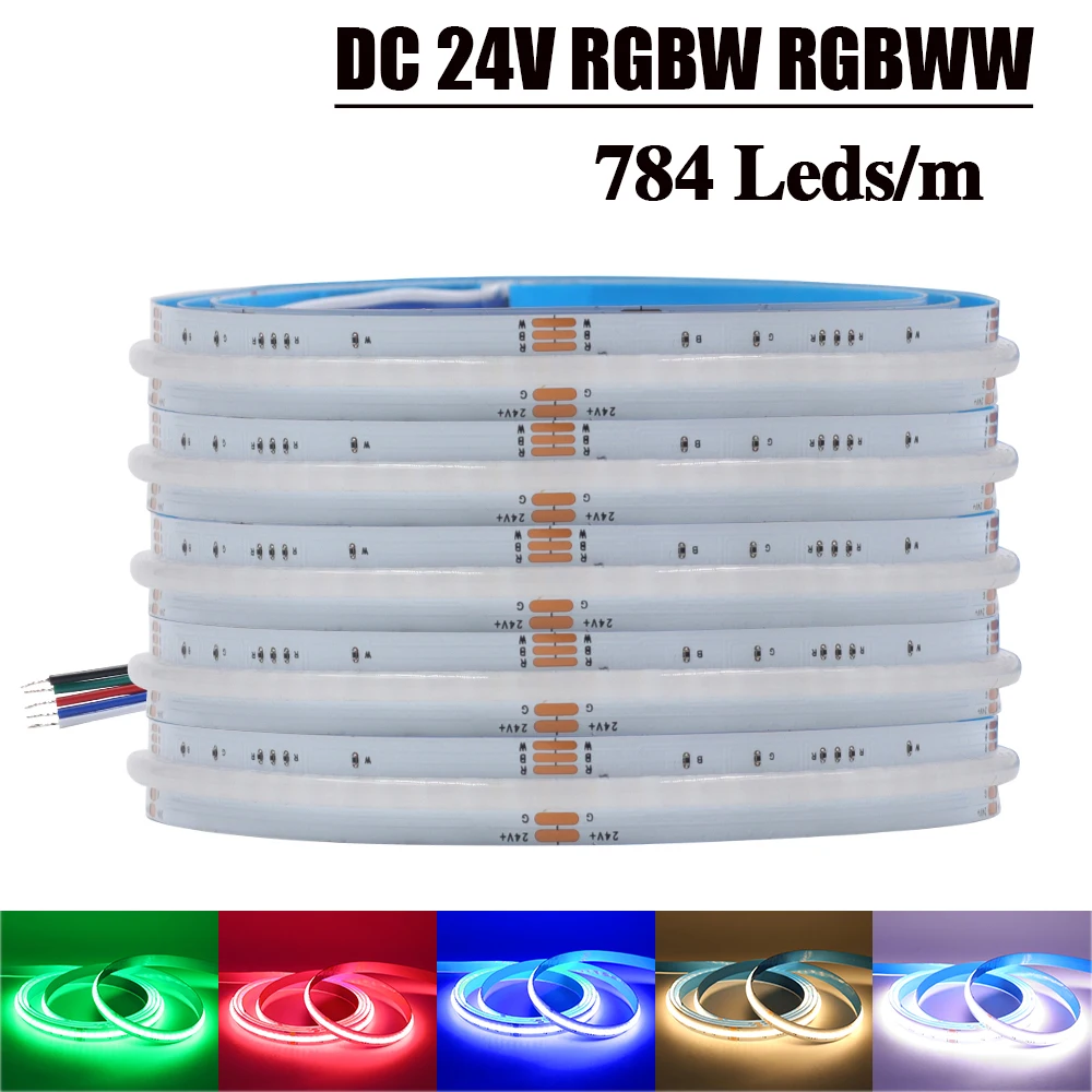 Taśma LED DC 24V COB RGBW RGBWW RGBCCT 784LEDs/M Dekoracja domu Wysoka jasność bez kropek Kolorowa elastyczna taśma świetlna