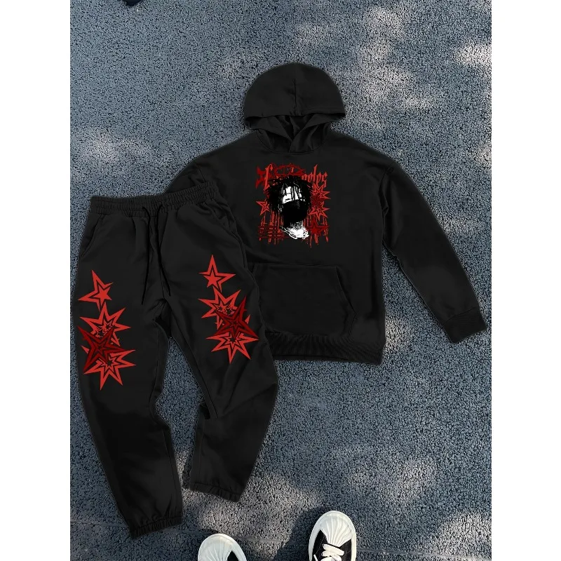 2025 الرجال الشارع الهيب هوب ملثمين القاتل نمط ثلاثية الأبعاد مطبوعة الشارع كول نمط الكنغر حقيبة فضفاضة مقنعين البلوز فستان أطفال مع سروال داخلي