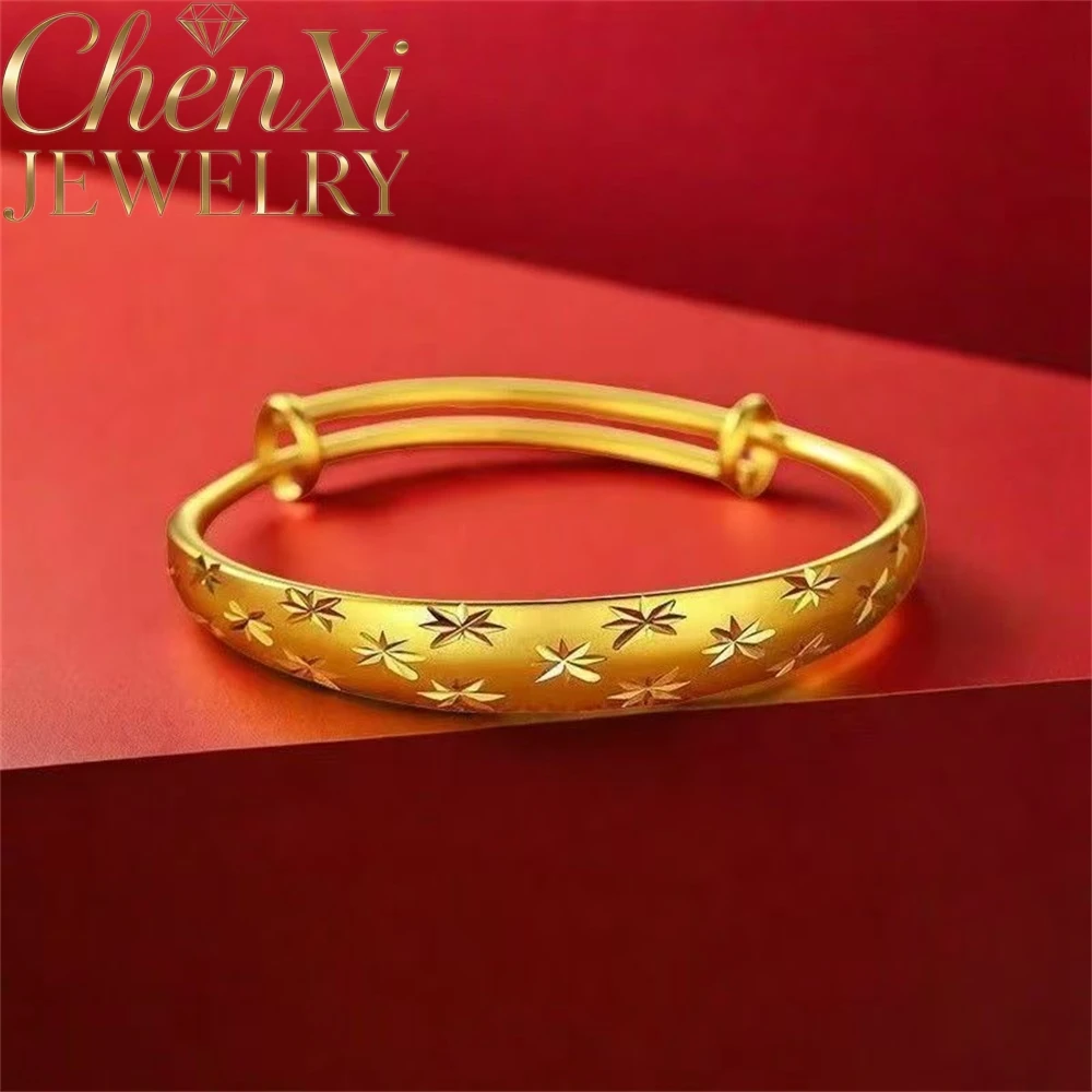

High-End Sand Gold Long Feng Starry Plum Blossom Bracelet Adjustable Selling Fashion Luxury Charms Popular Jewelry Festival Gift