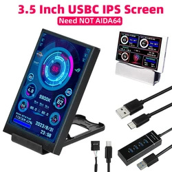 3,5-дюймовый IPS дополнительный экран USB Type-C Дисплей ПК Компьютер CPU GPU RAM HDD USB-монитор ЖК-дисплей Не требуется AIDA64 для Windows 10 11