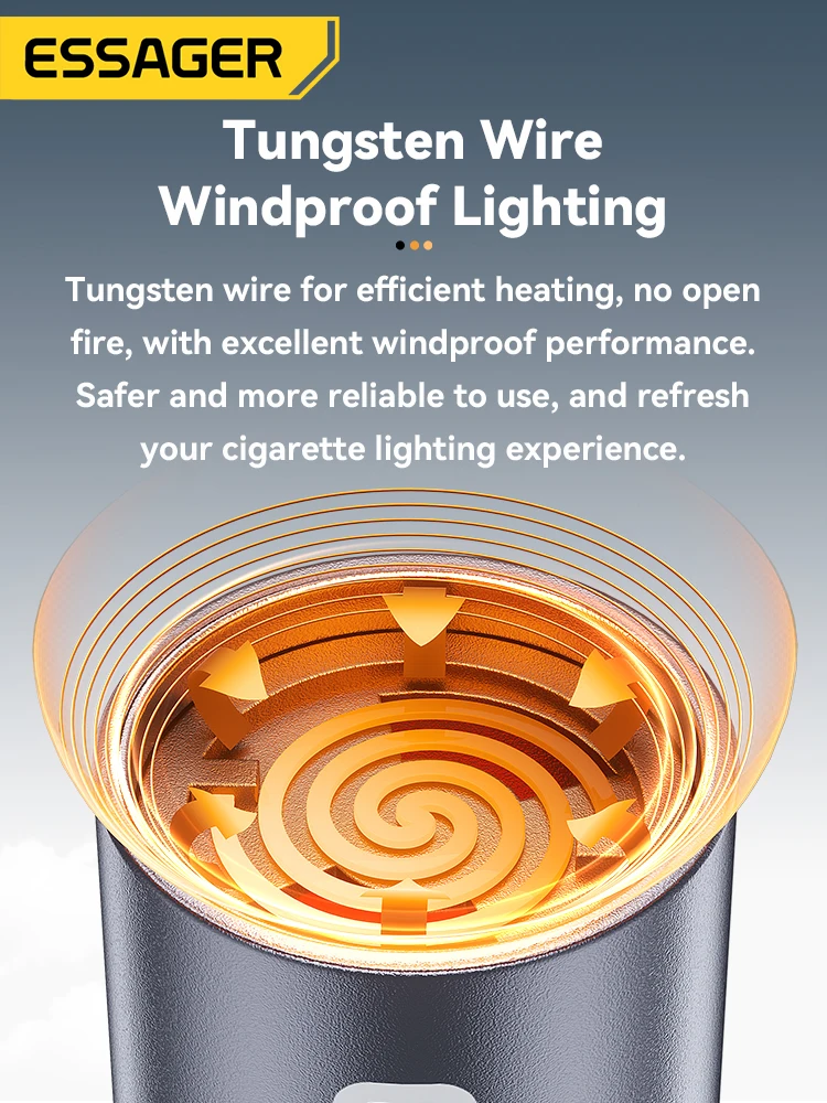 Essager Type C Interface Mini lighter Tungsten Wire Blowing Cigarette lighter Without Battery Can Be Carried On The Plane