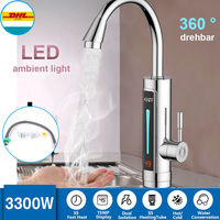 LED Electric Continuous Heater Faucet Immediately Warm Faucet Kitchen Hot Water Tap Bathroom Heating Stainless Steel Shell 3300W