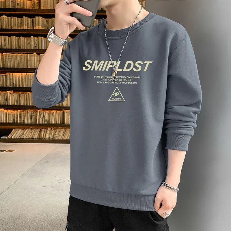 

New Autumn and Spring Long sleeved T-shirt for Men's Sweater Underlay Shirt for Men's Round Neck Pullover Sweater for Men