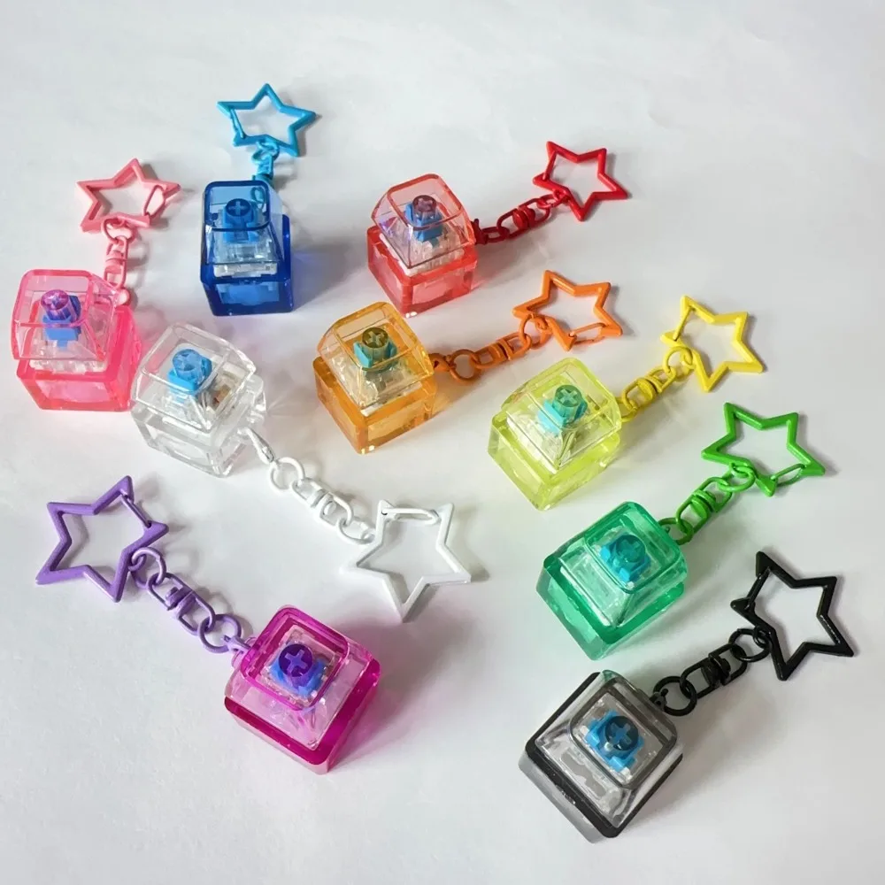 

6Pcs Creative Star Key Shape Keychain Cute Press Phone Lanyard Ornaments Charms Car Key Ring Gifts