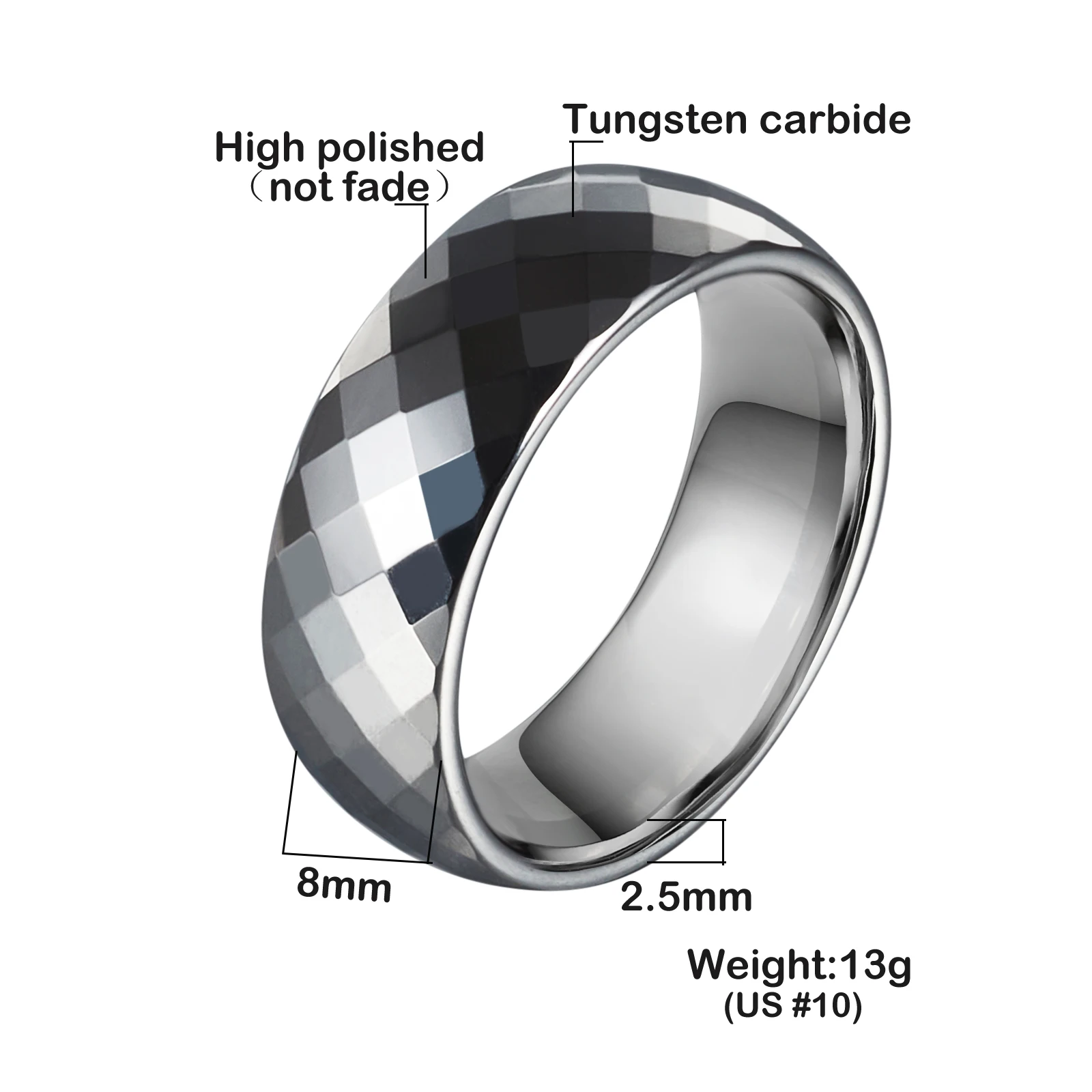 Vinterly Anti-scratch Tungsten Carbide Rings for Women Men Glowing 8mm Wide Finger Engagement Minimalist Jewelry Waterproof