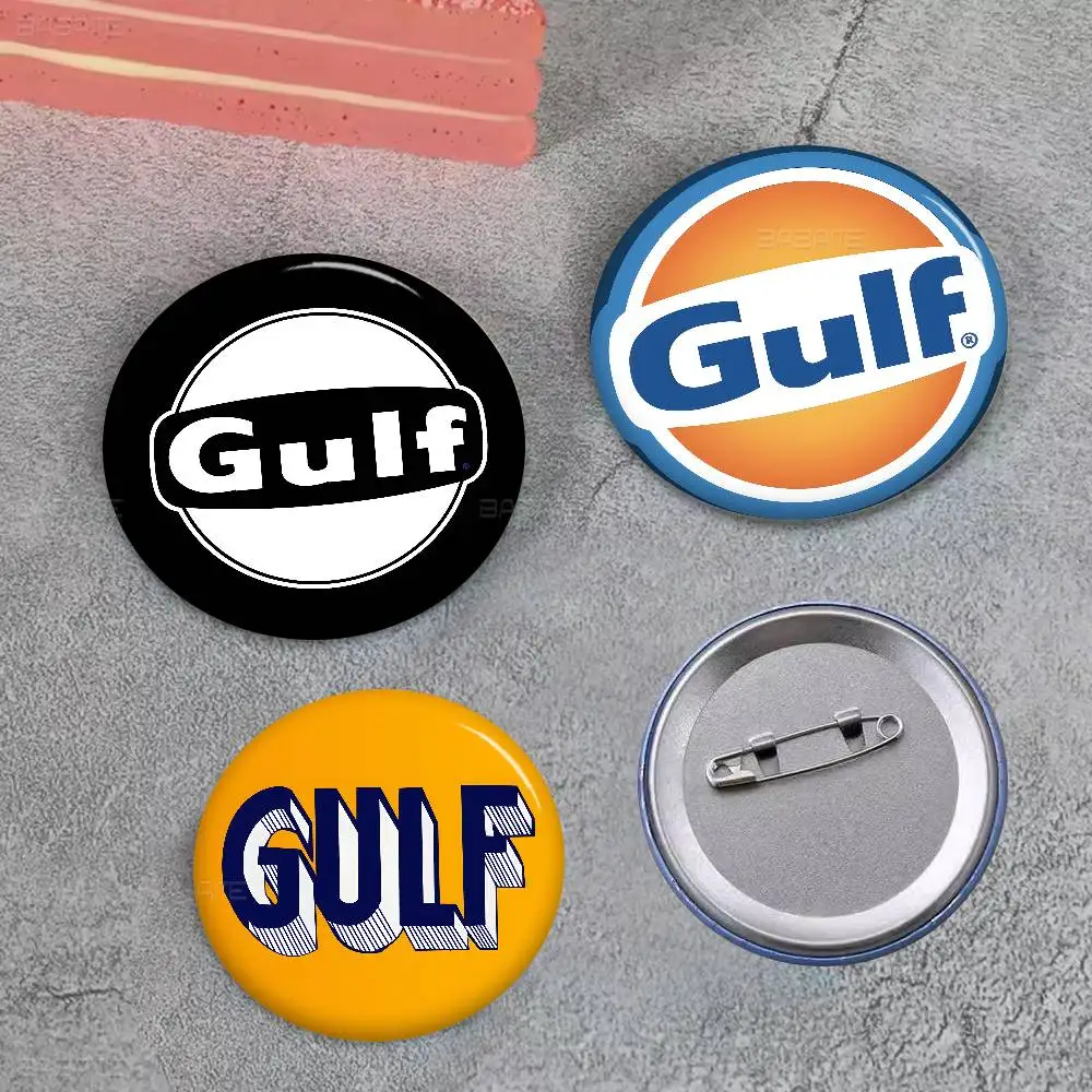 G-Gulf Racing-Luxury Round Button Pins Slogan Creative Brooches Backpack Clothes Decoration Fashion Cartoon Jewelry Gifts