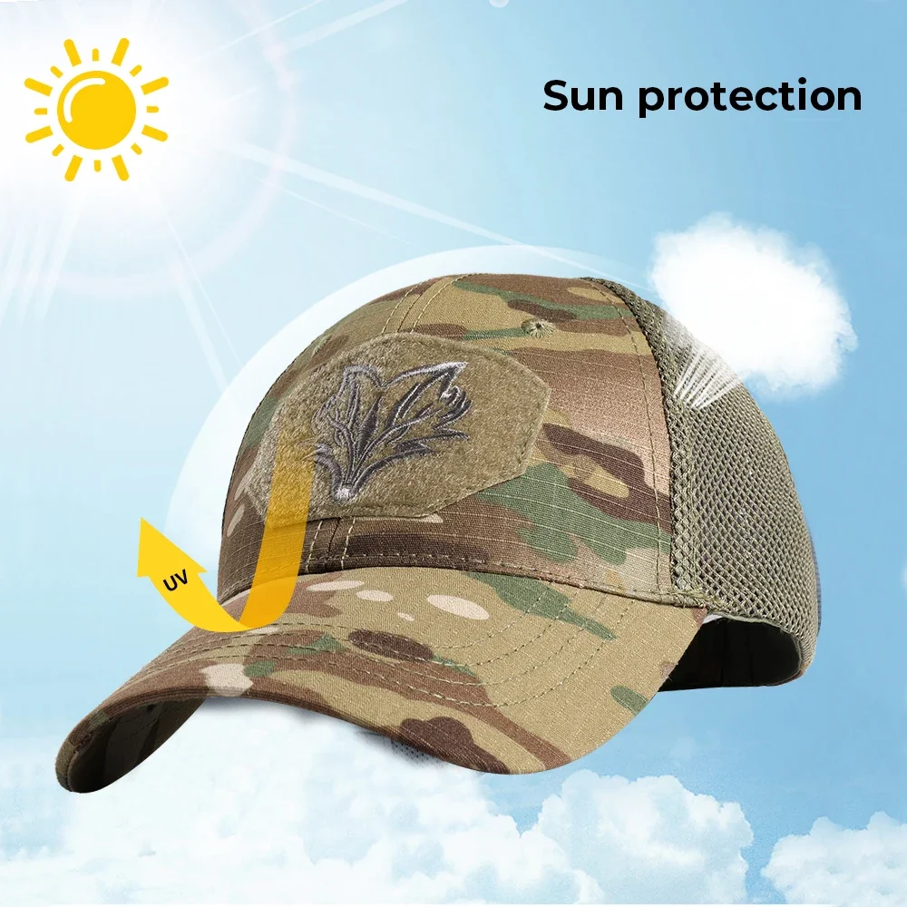 Gorra táctica camuflaje de malla ajustable con cierre trasero - imagen 3