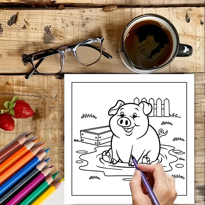 Cozy Farm Coloring Book for Adult Colouring Book, Birthday Day Gift, Back to School Supplies, Adults Cute Drawing Book