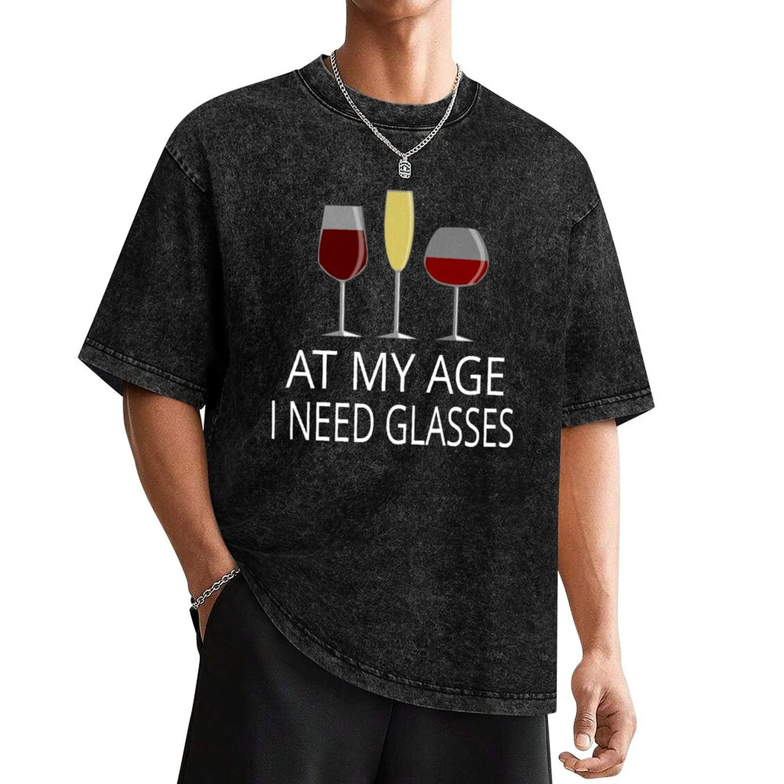 

At My Age I Need Glasses T-Shirt vintage sports fans black t shirts for men