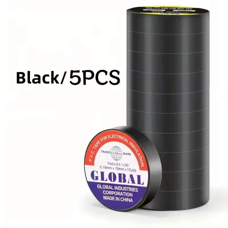Elektrisch isolerende PVC-tapes Temperatuurbestendig Hitte Zwart Isolatietape Zelfklevende elektrische draadbeschermingstapes