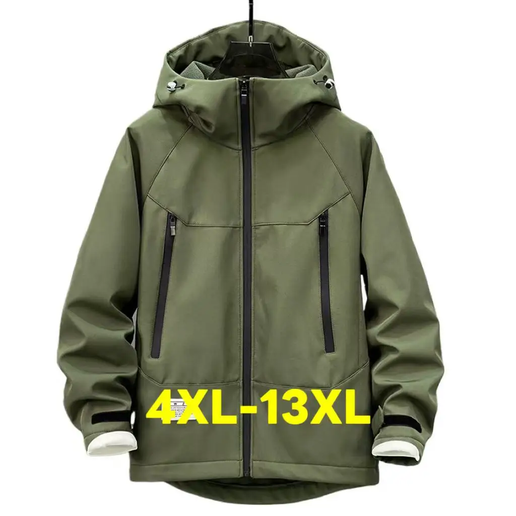 

2025 Новая водонепроницаемая ветровка для мужчин 12XL 13XL плюс размер Camp Jacket Пальто Мужская модная повседневная флисовая куртка большого размера 13XL