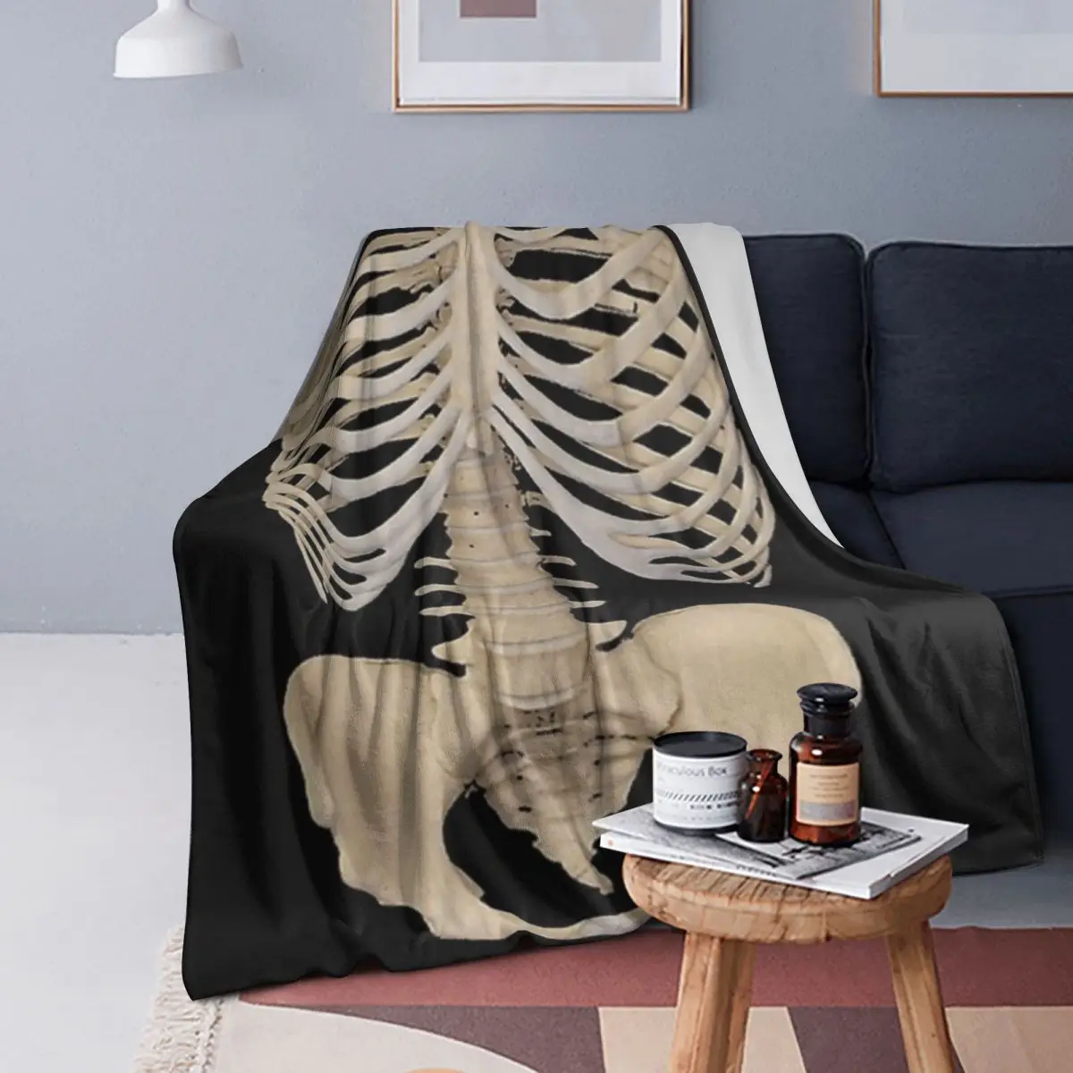 

Halloween Gothic Anatomy Rib Cage Bones Human Skeleton Blankets Soft Bedspread for Bed Living room Picnic Travel Home Sofa