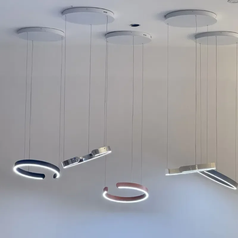 Creative Circle Chandelier for Living Room Bedroom Hotel Villa Reception Cafe Restaurant Exhibition Modern Ceiling Light