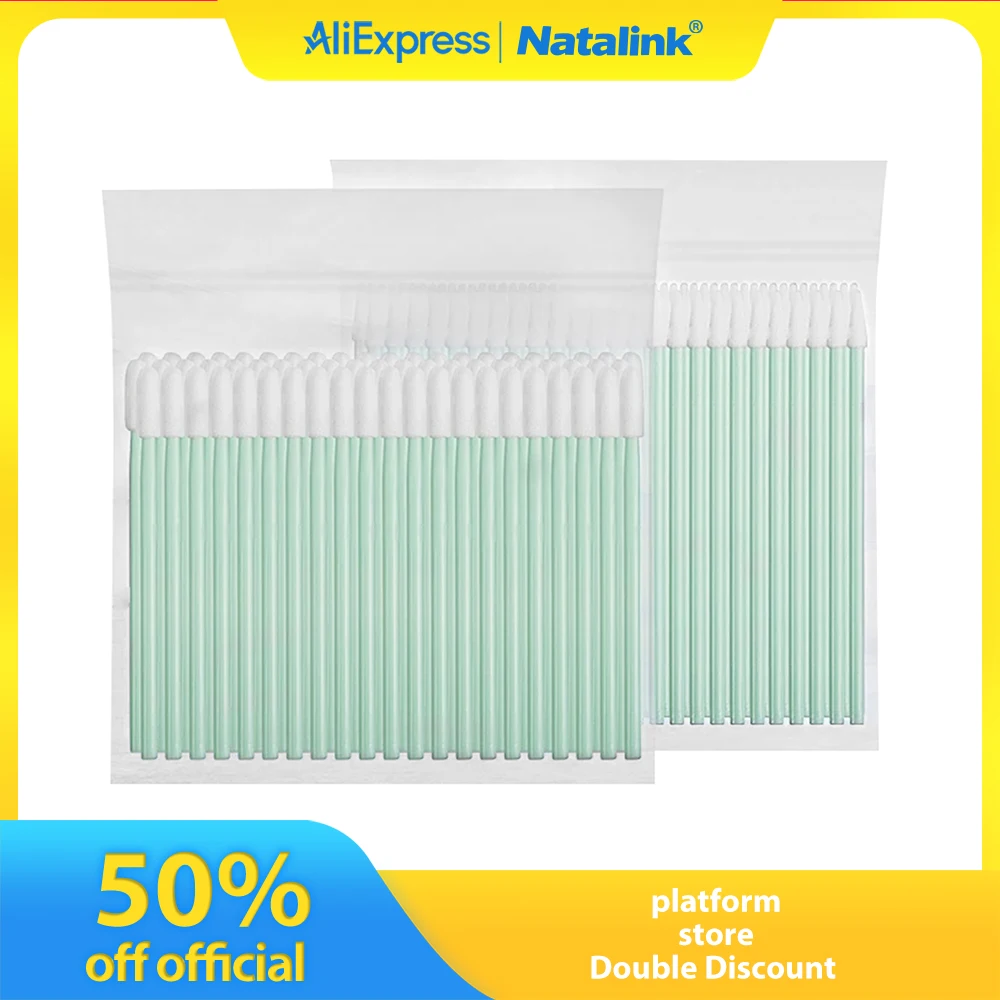 Natalink Fiber Optic Cleaning Sticks for 1.25mm/2.5mm LC/SC/FC/ST Connectors - Dust-Free Swabs with High Absorption 100PCS