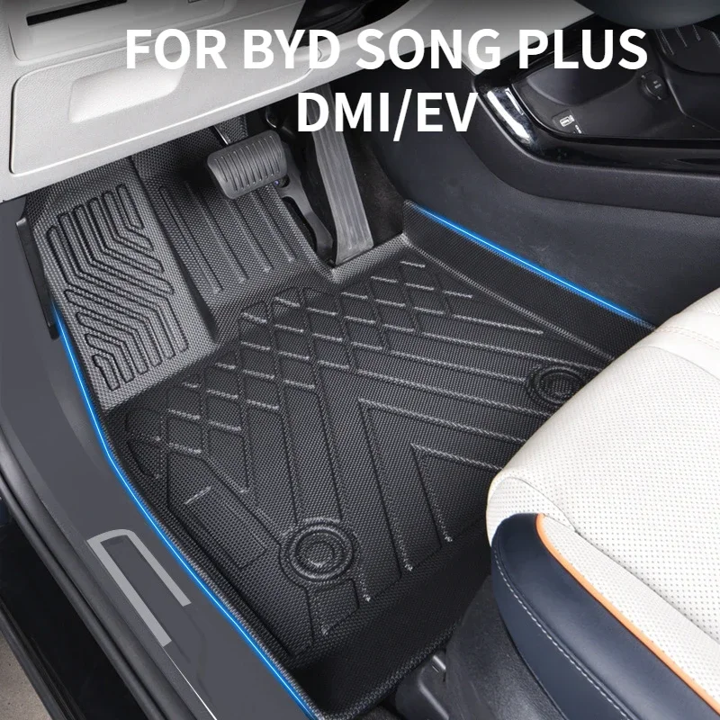 3Pc/Set  Waterproof Non-slip Fully Surrounded Special Foot Pad For BYD Song Plus DMI/EV Floor Mats 2022 2023 2024 TPE