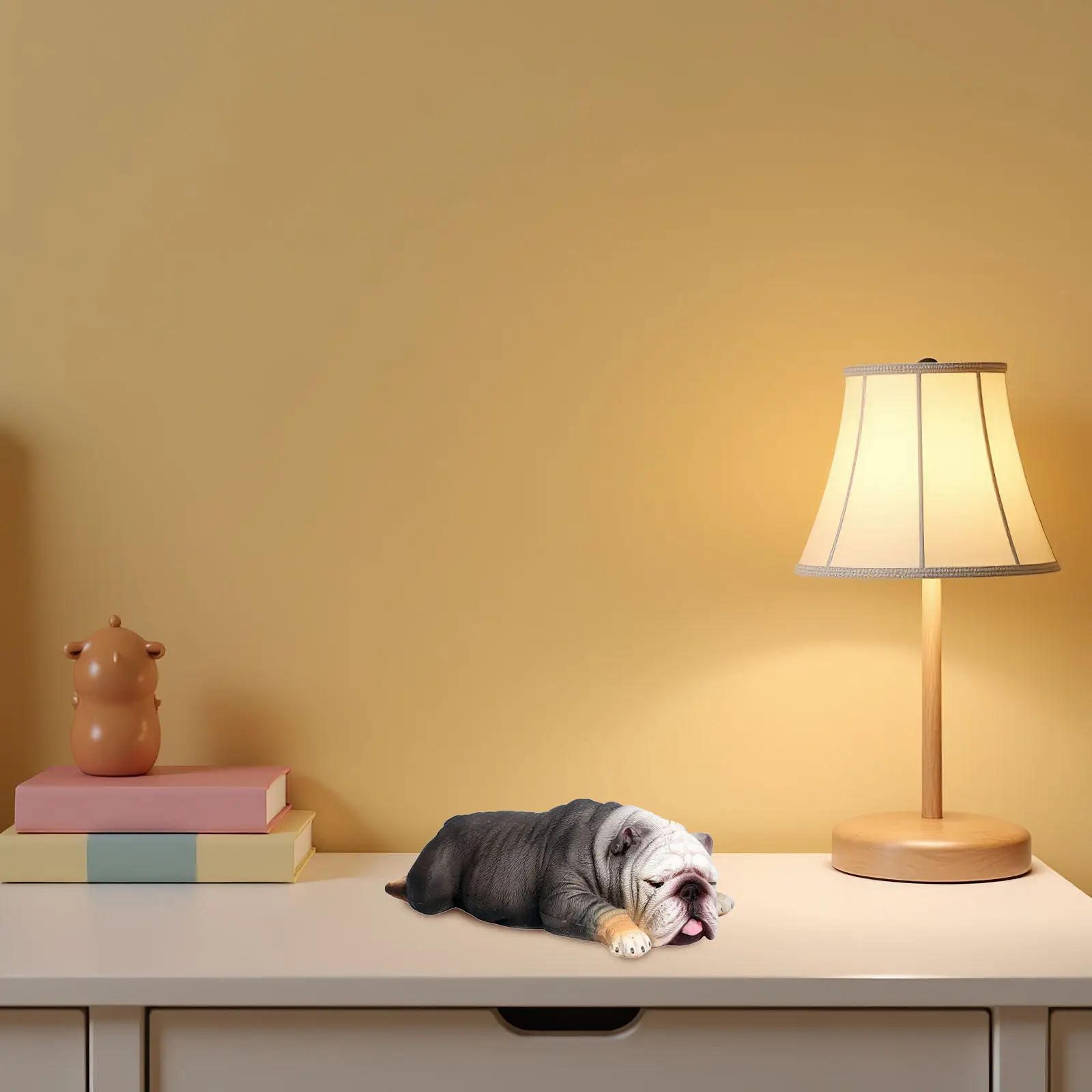 

Simulated Sleeping Bulldog Desktop Adornment Charming Chic Room Decor Promote Color Cognizance Potential Sleeping Bulldog Statue