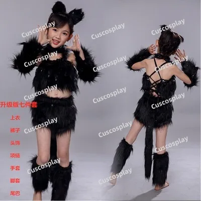 White Cat Cosplay for Girls Sexy Cat Girl Cosplay Costumes Fox Girl Cosplay Animal Dance Costumes Children Performance Clothes