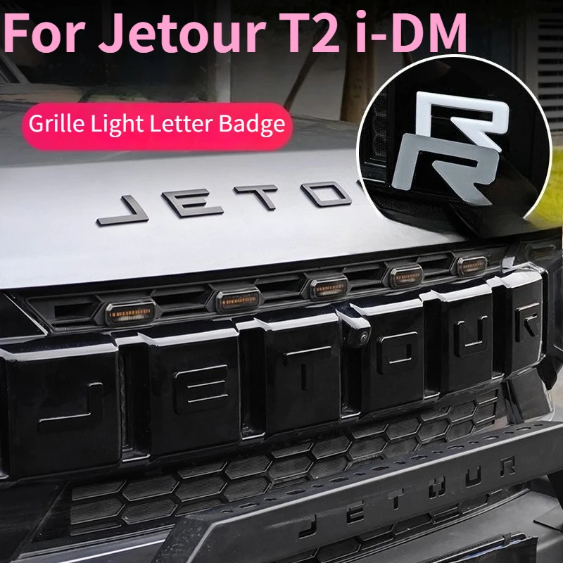 Para Jetour T2 i-DM Ich - X K3, emblema de coche, pegatina opaca, insignia de letra ligera de rejilla, accesorios de emblema negro mate de guerrero negro