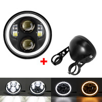 5.75 inch Black Round Motorcycle 5 3/4\