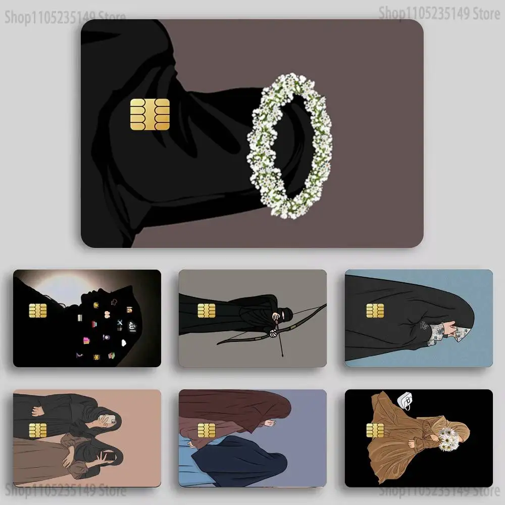 

Muslim Arabic Hijab Girl Credit Card HD Stickers Game Card Decal Card Matte Film Skin Small Chip Waterproof Sticker