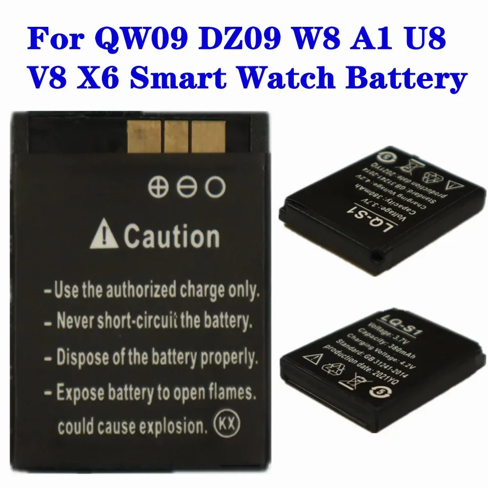 Smartwatch Battery LQ-S1 Rechargeable Battery For Smart Watch QW09 DZ09 W8 A1 U8 V8 X6 Watch Battery Fast Shipping