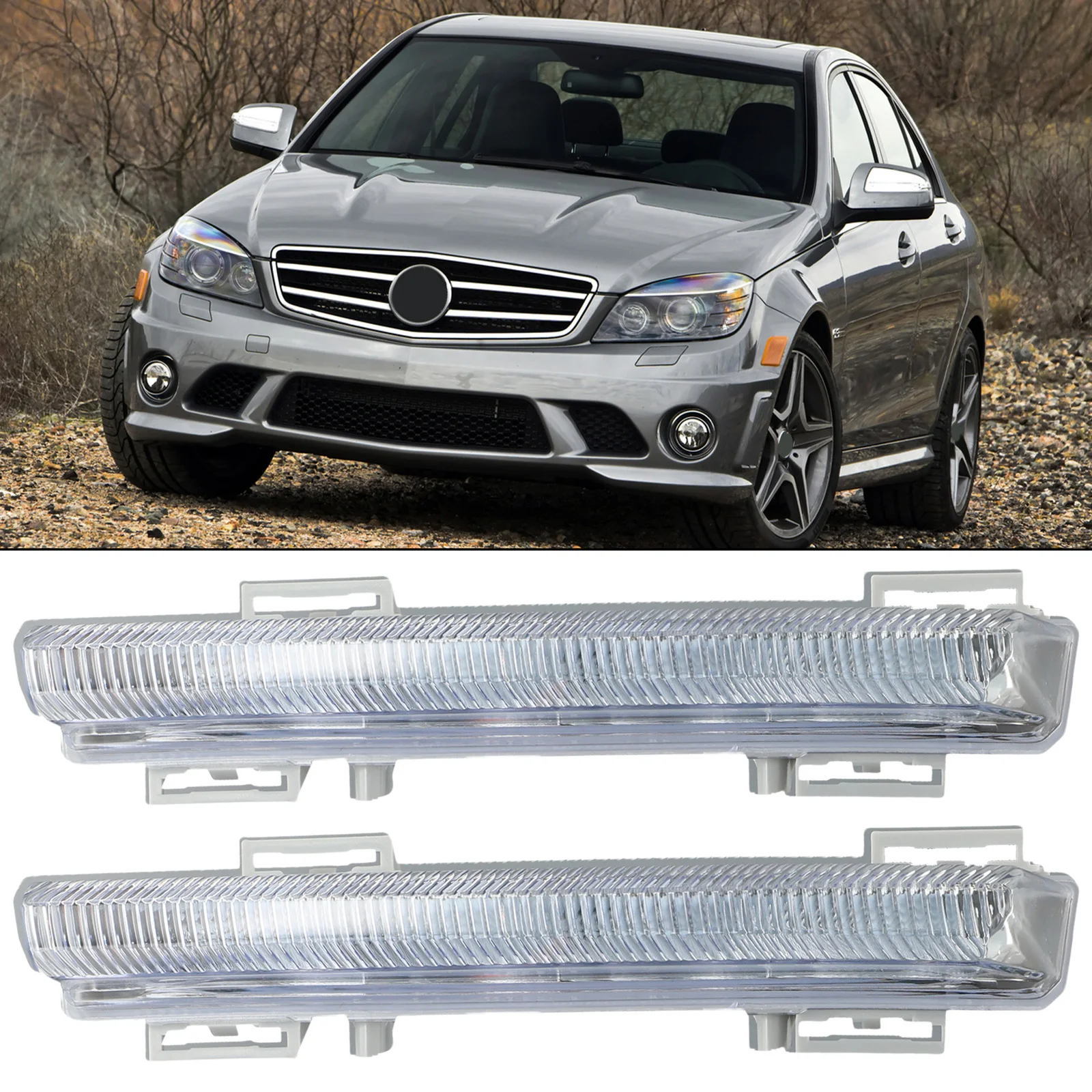 1 Pair LED Anti Fog Daytime Running Light Fog Bulbs For Benz C E SLK Calss A207 C204 C207 W204 W212 S204 S212 R172 2007-2015