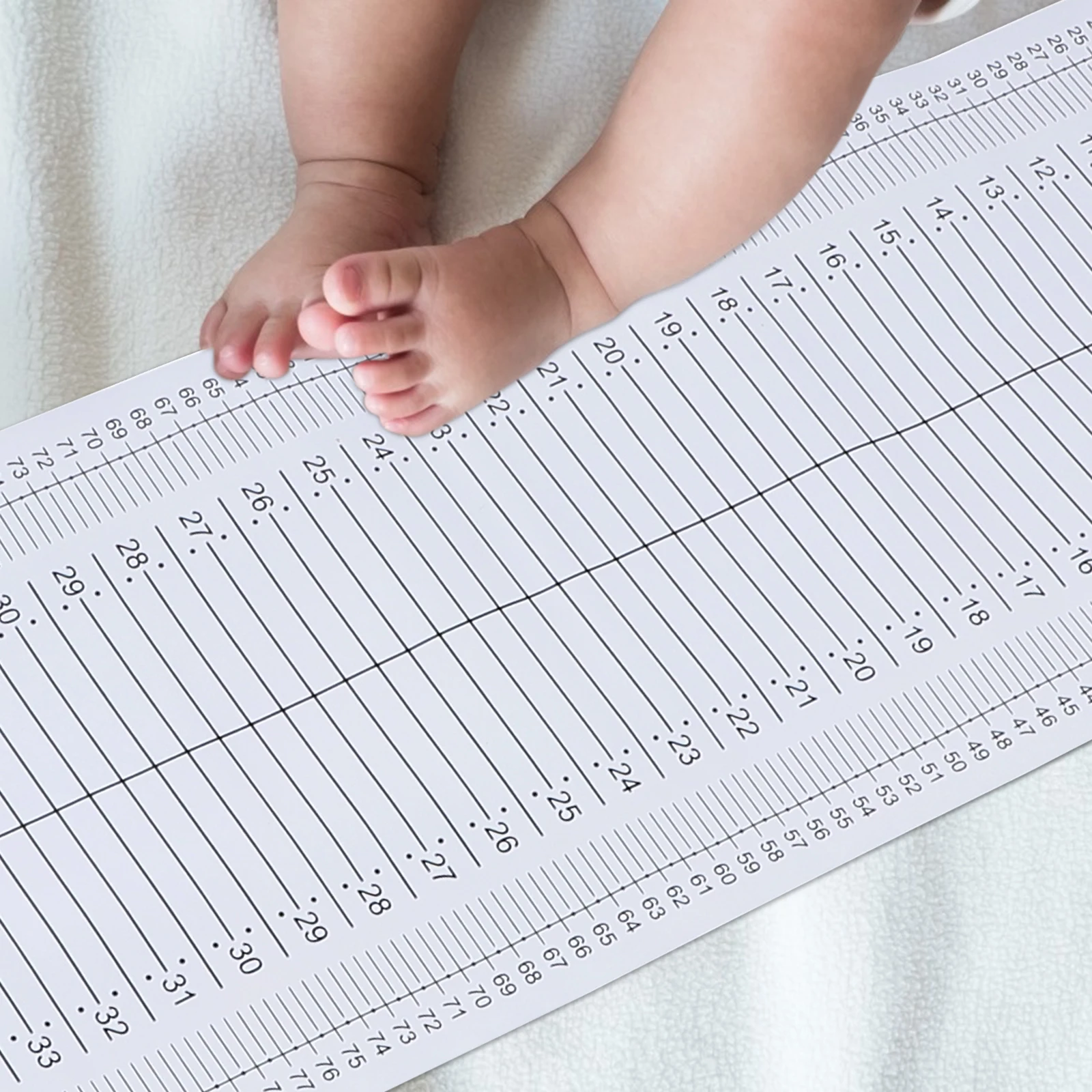 

Baby Height Measuring Mat Safe Durable Washable White Tool for Infants Newborns Foldable Easy Clean Standard Friendly Wall Decor