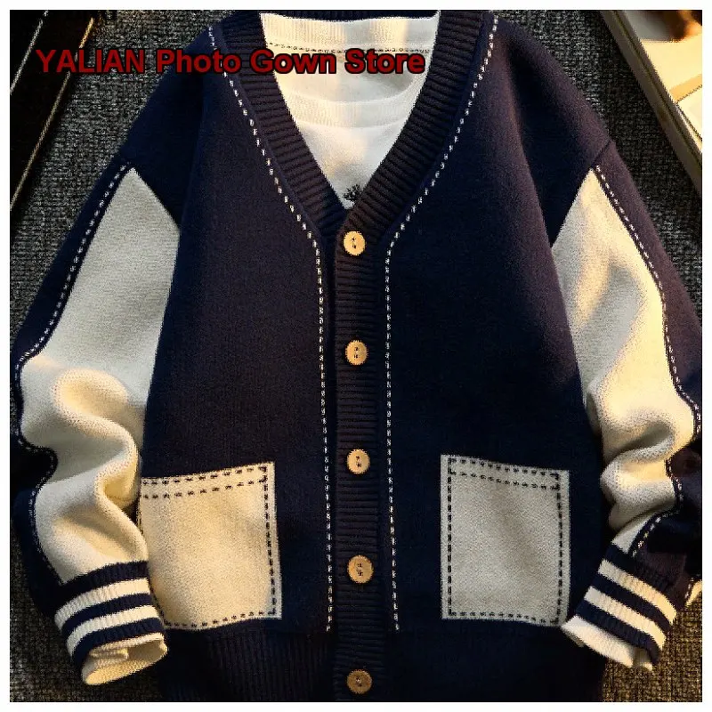 Boys Cardigan 2026 Autumn Spring Pure Cotton British Style Knit Outerwear for Older Kids