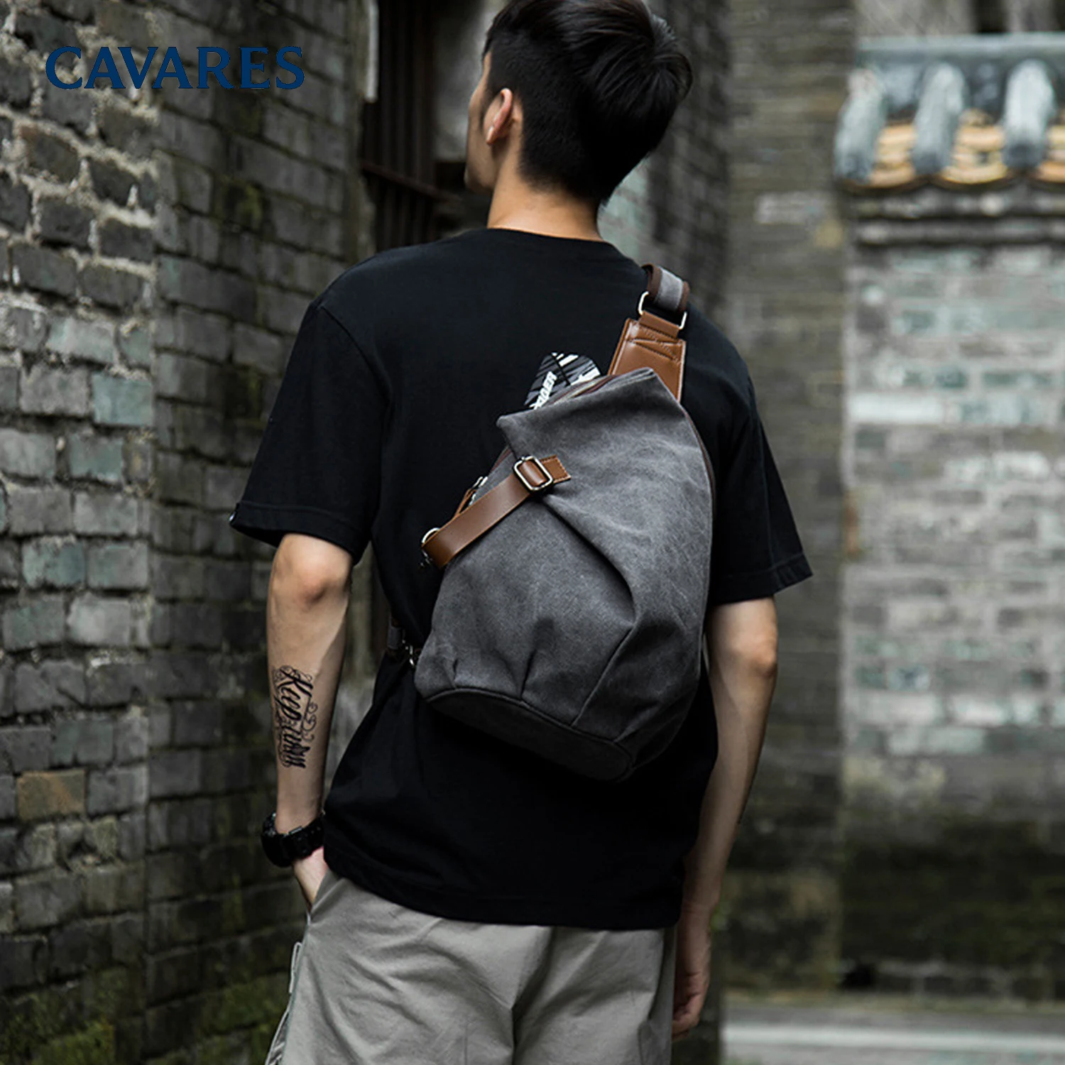 

Vintage Sling Casual Retro Canvas Men Backpack Crossbody Large Capacity Chest Bag Business Travel Works Messenger Daily Daypack