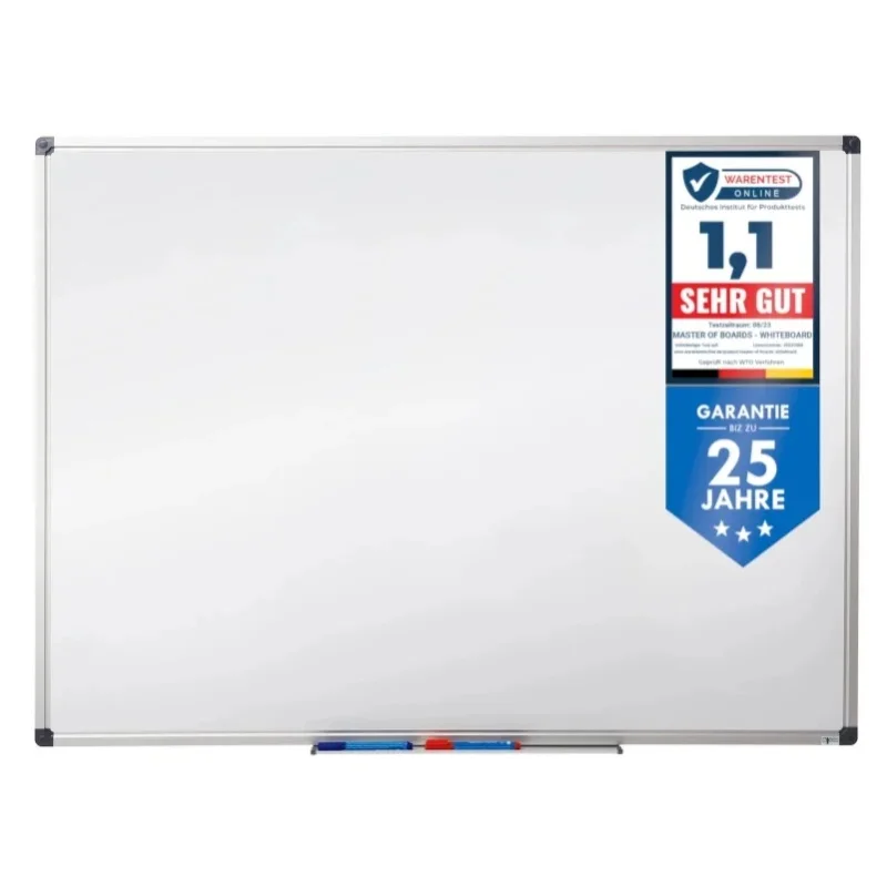 Whiteboard Magnettafel Master of Boards – Kratzfest, Magnethaftend, Trofi-Qualität, Trocken Abwischbar, Aluminiumrahmen, Präsentation & Büroorganisation