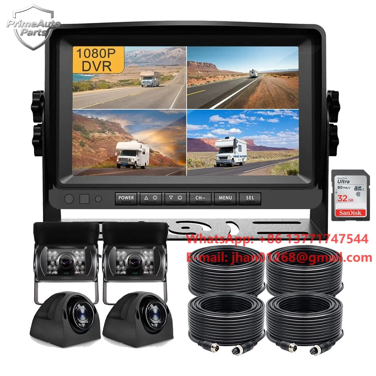 360 Degree AI Waterproof AHD Truck Camera System Bird Eye View Panorama Car Reverse Aid 10.1inch Screen for Bus Truck Caravan RV