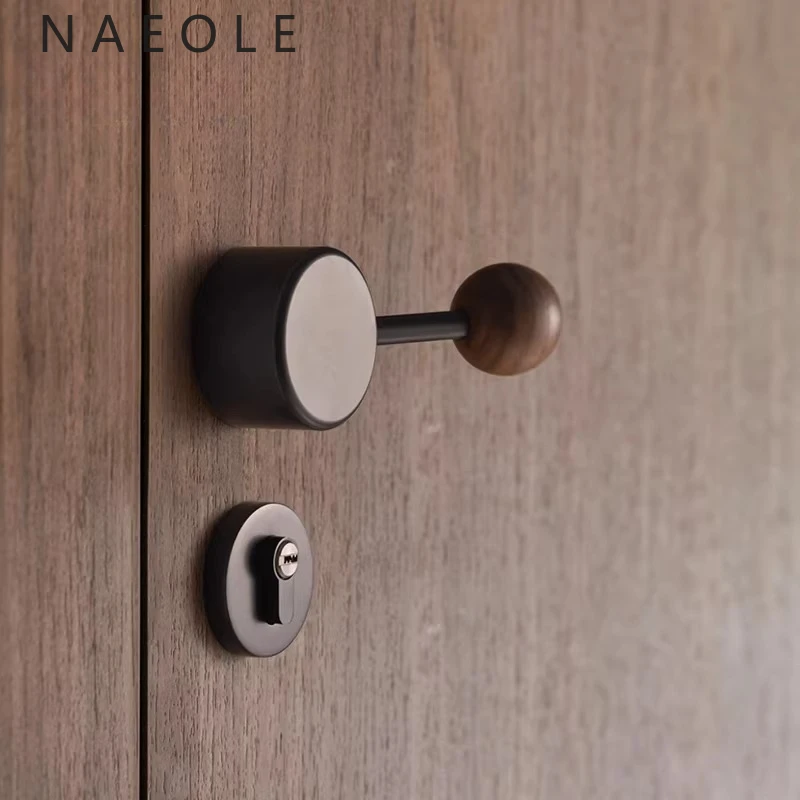 Zinc Alloy Bedroom Door Lock, Indoor Magnetic Silent Wooden Door with Keys, Split Handle, Home Hardware, Home Accessories