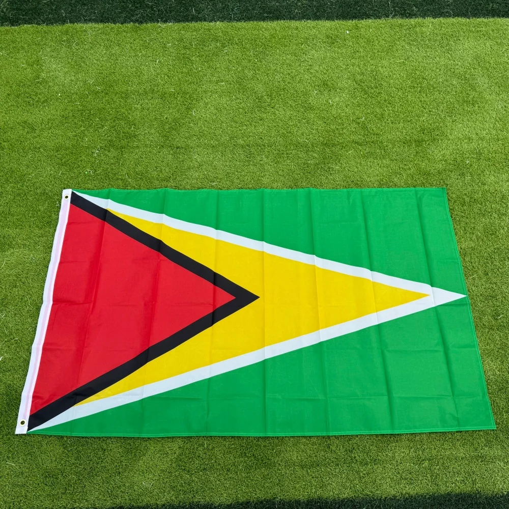 FlagGo Guyana Flag 150x90cm 3x5 FT Golden Arrowhead Green Red Yellow Polyester Double Stitched Outdoor Indoor Decoration