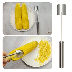 Removedor de maíz en la mazorca, cepillo de acero inoxidable, con mango ergonómico pelador, separa y disfruta del maíz fresco con un esfuerzo mínimo