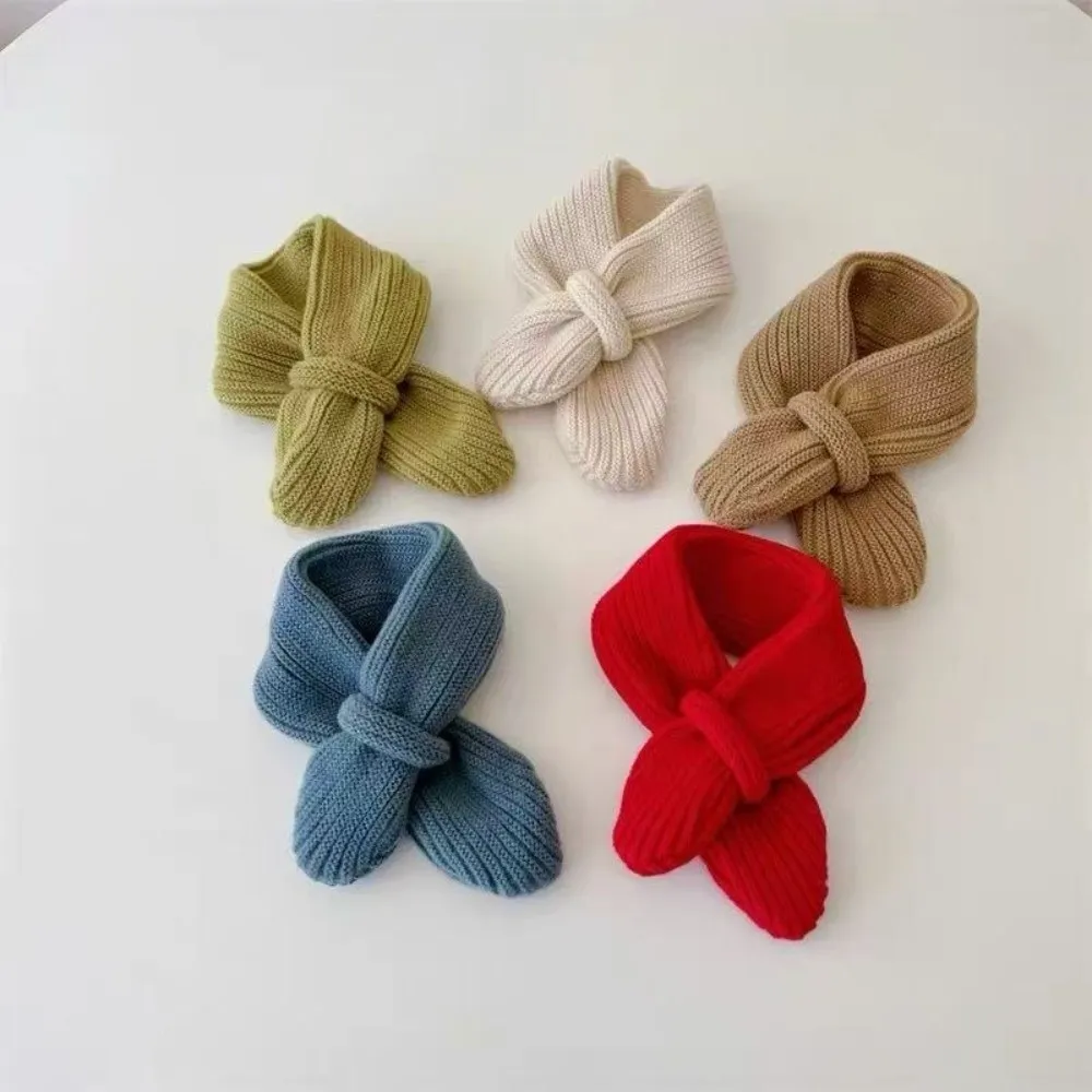 

New Windproof Neck Warmer Coldproof Warm Knitted Scarf Knitted Solid Color Neckerchief Autumn and Winter