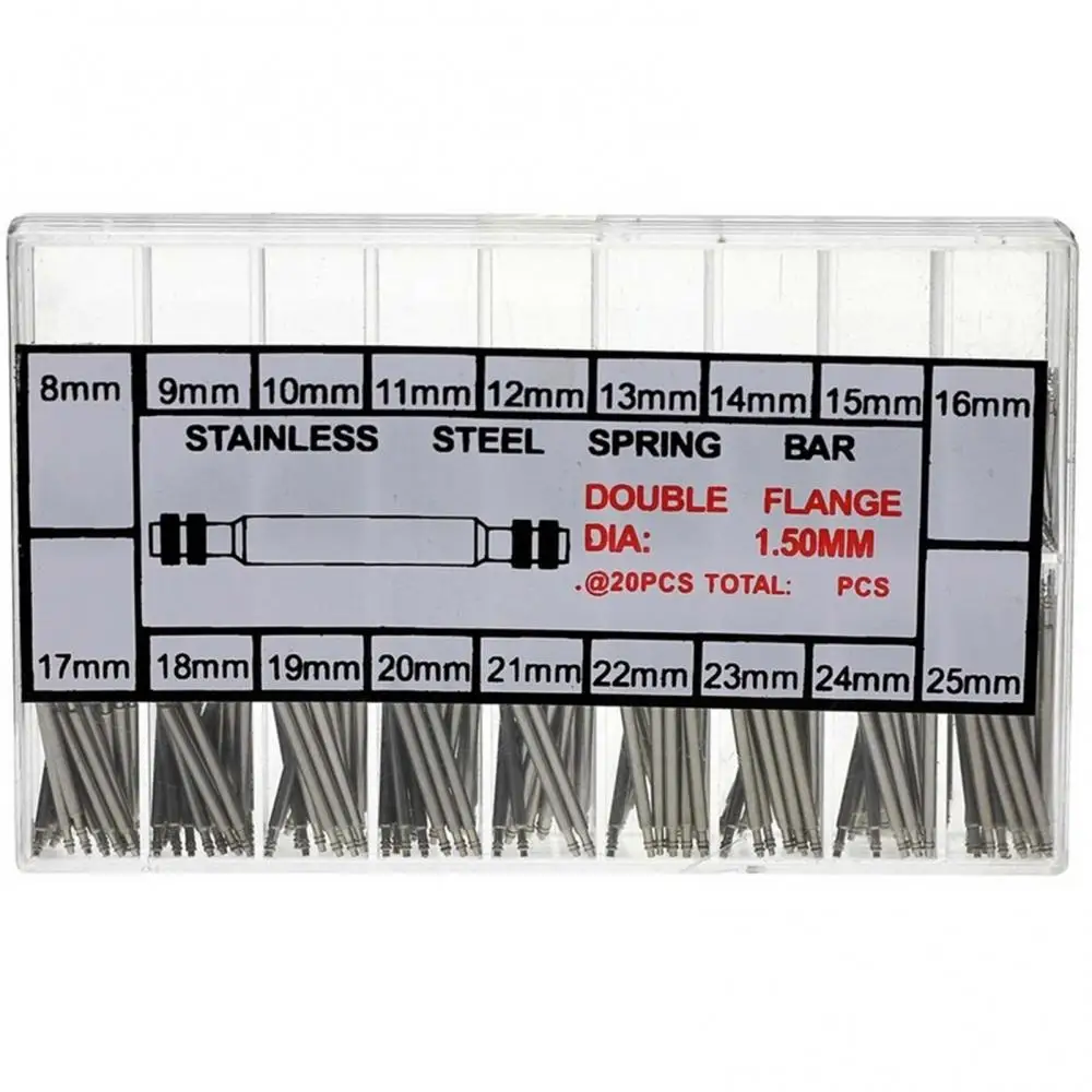 360Pcs 8mm - 25mm Stainless Steel Watch Band Spring Bars Strap Link Pins Tool