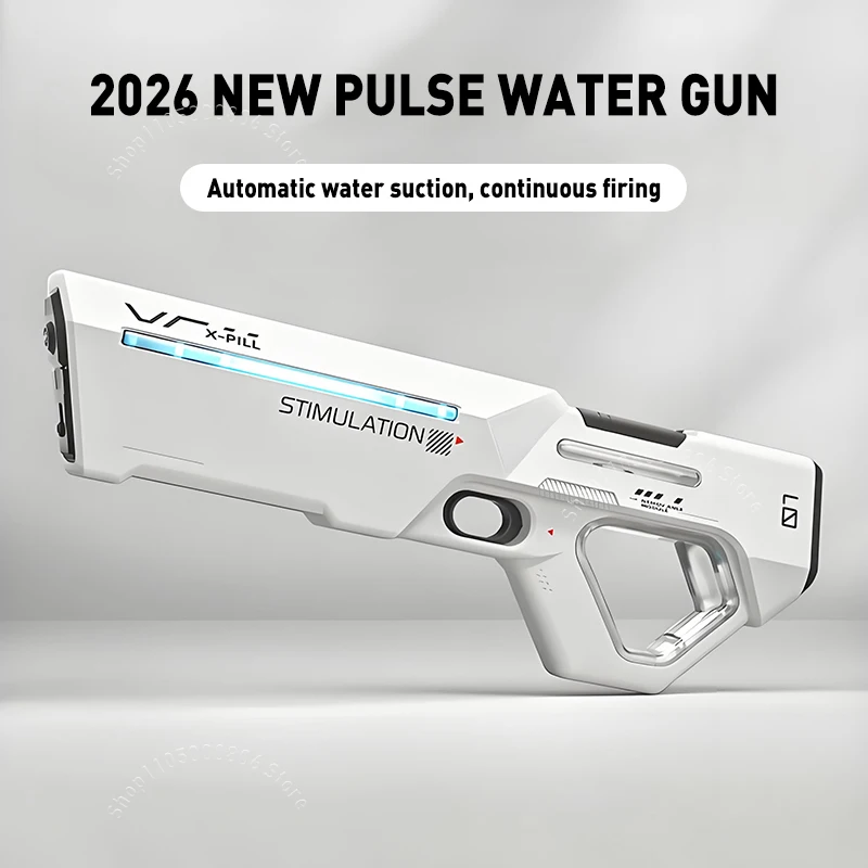 2026 Model Electric Water Gun Large Capacity Electric Suction Long-Distance Shooting With LED Light Children's Water Play Toy