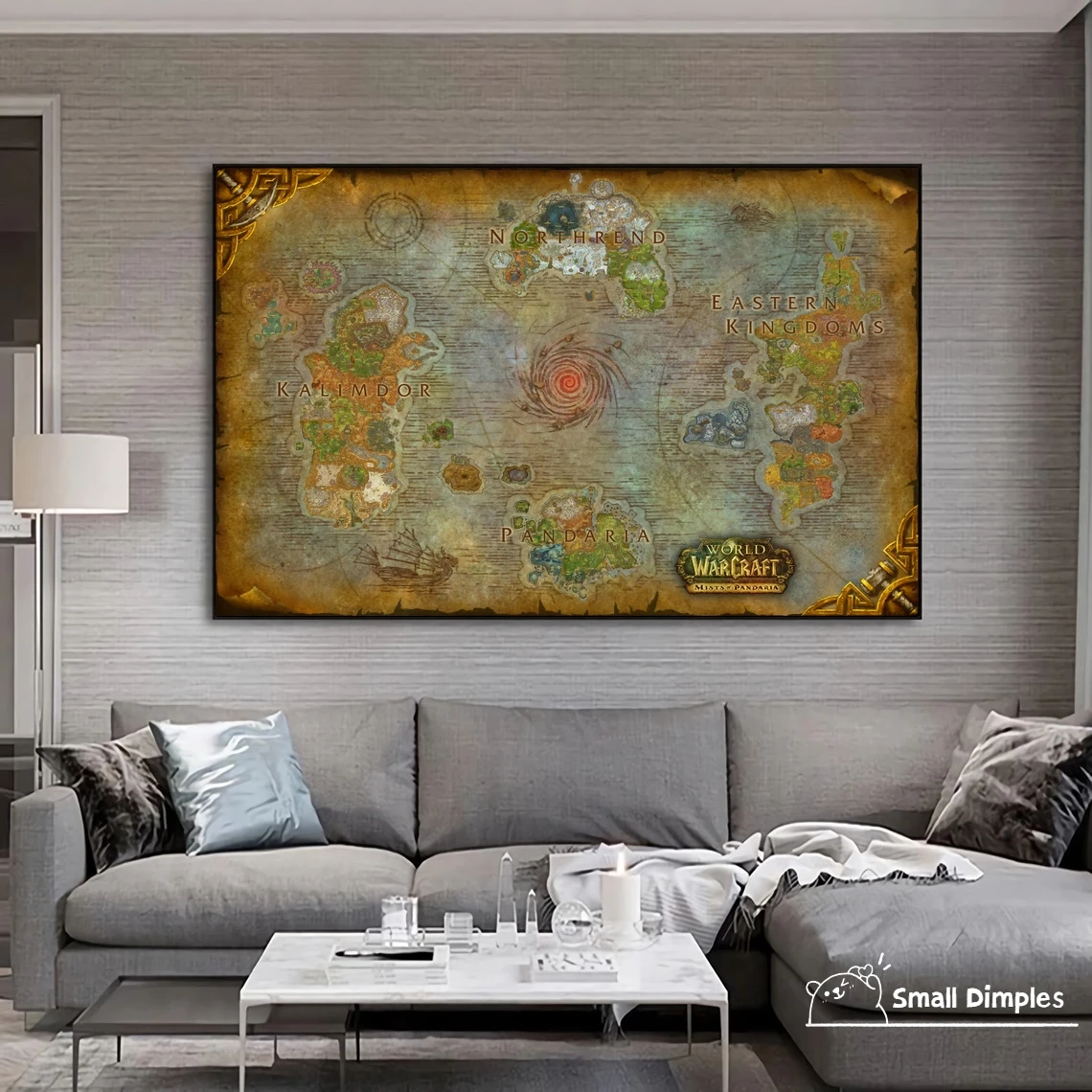 World Of Warcraft Azeroth Map Game Poster Canvas Art Print Home Decoration Wall Painting ( No Frame )