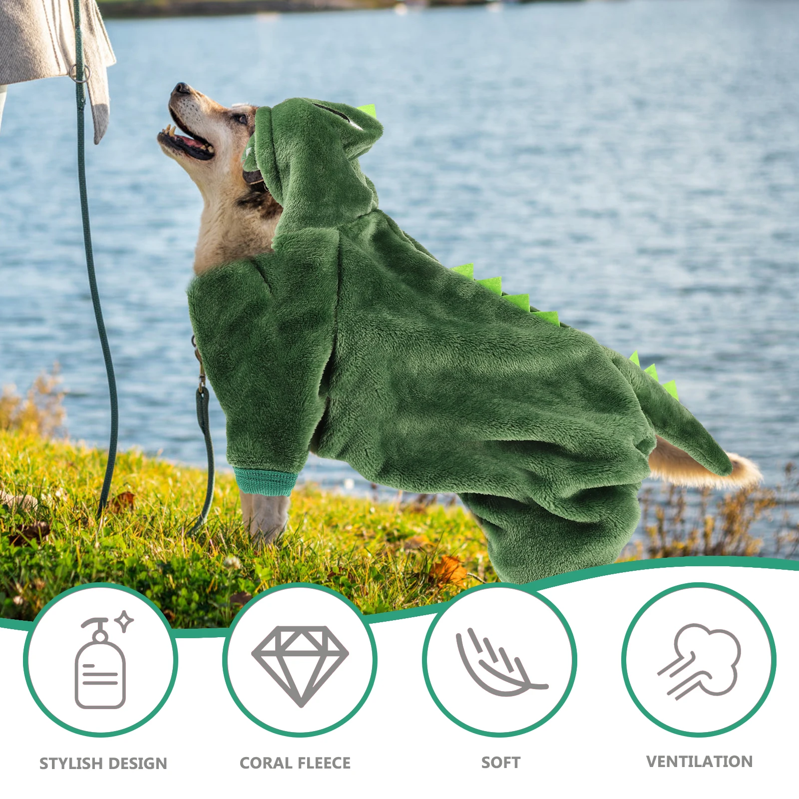 

Dog Clothes Hoodie Thickened Warm Comfortable Pet Coat Puppy Dinosaur Sweater Autumn Outdoor Costume Dog Hoodie