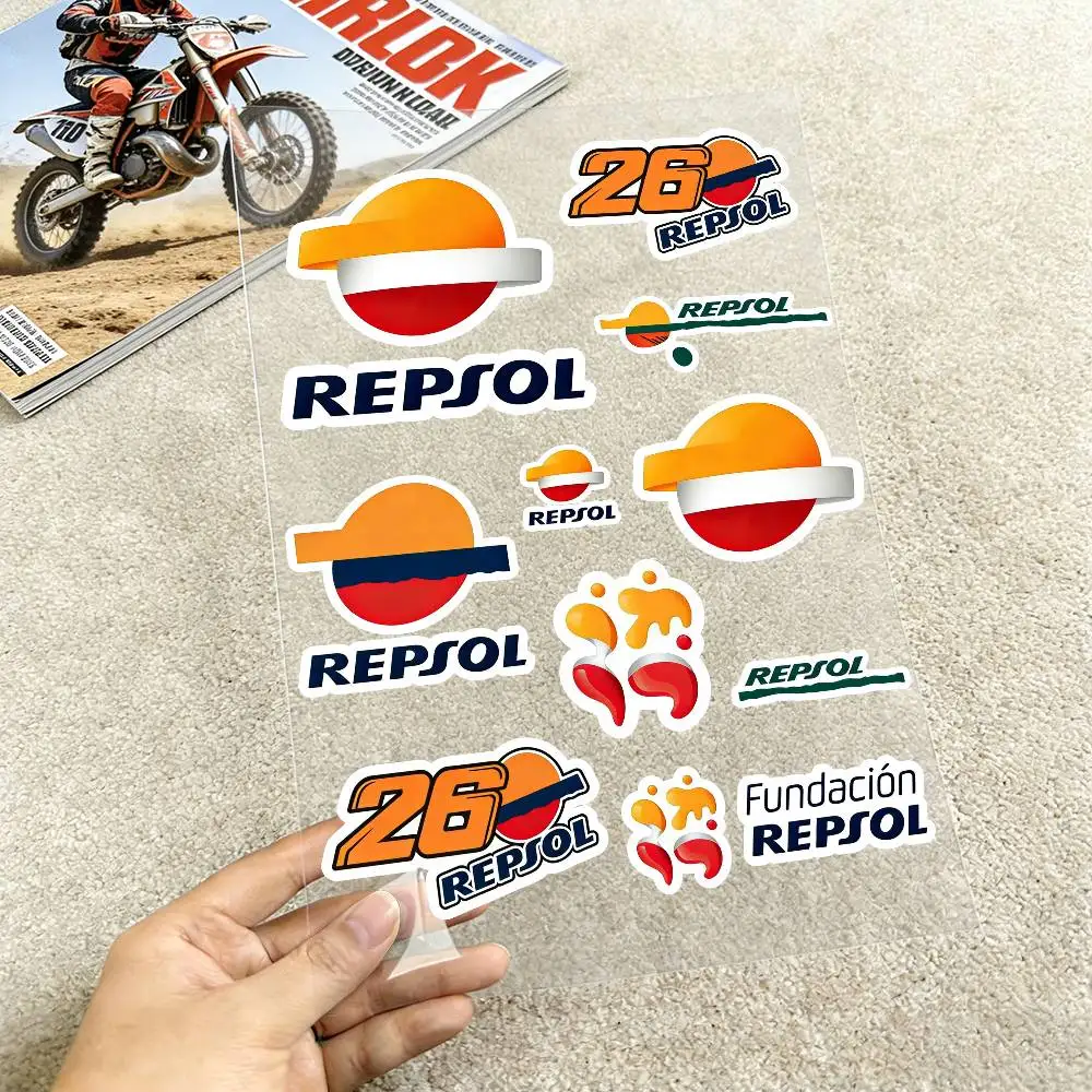 Adesivos refletivos para motocicletas REPSOL, aviso de segurança 3M para uso noturno em capacetes de scooter.