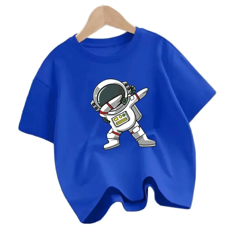 New Summer Kids Clothes Funny Astronaut Print Cartoon T Shirt Streetwear Cotton Tops Children Boys Clothes Short Sleeve Tees