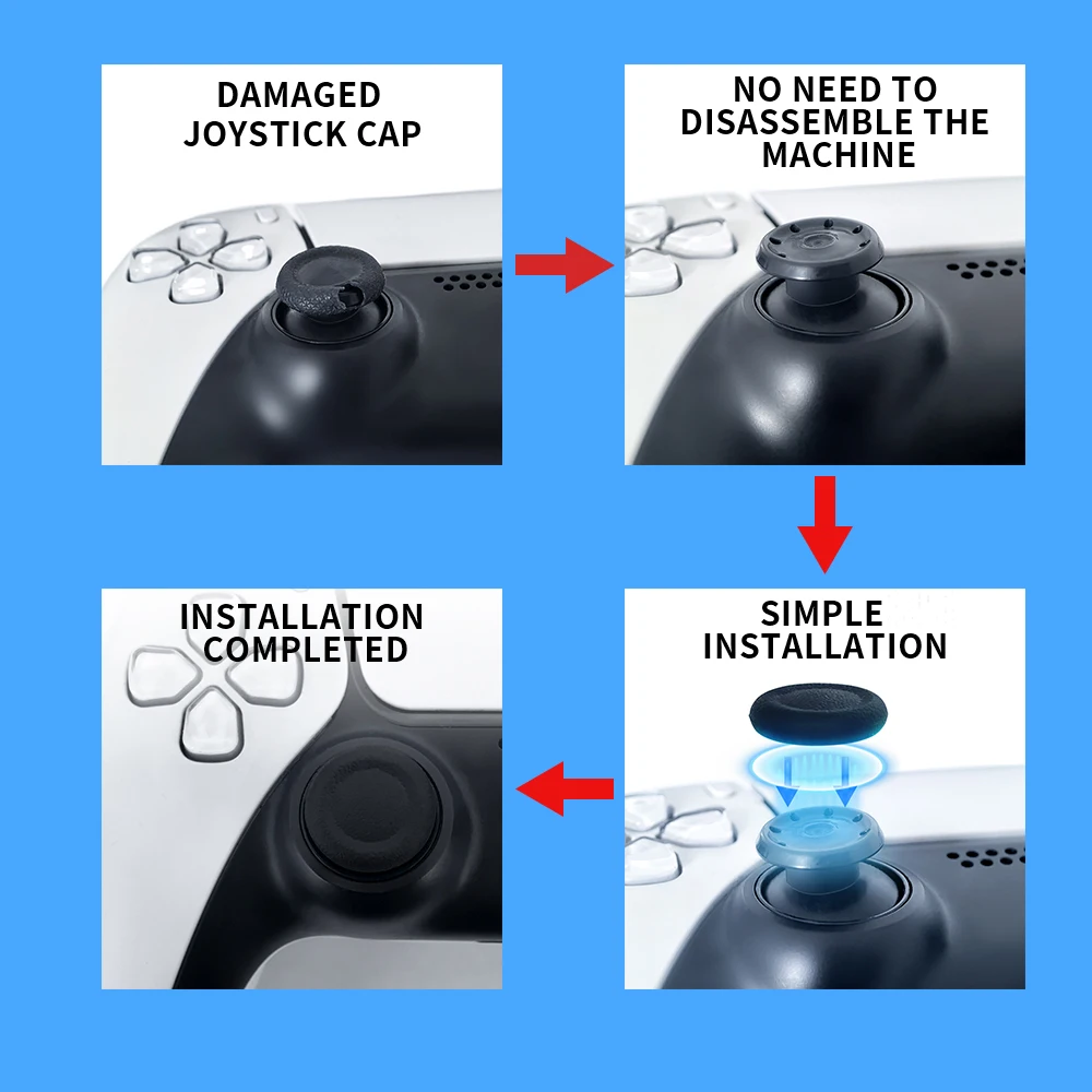 2-6 Pcs Non-Skid Thumb Grip Caps For PS5/PS4 Controller Soft Silicone Joystick Cover Gamepad Analog Stick Repair Accessories Set view 3